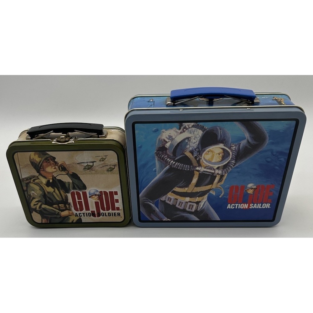 1998 GI JOE METAL LUNCH BOX LOT ACTION SAILOR ACTION SOLDIER HASBRO TIN 2PC